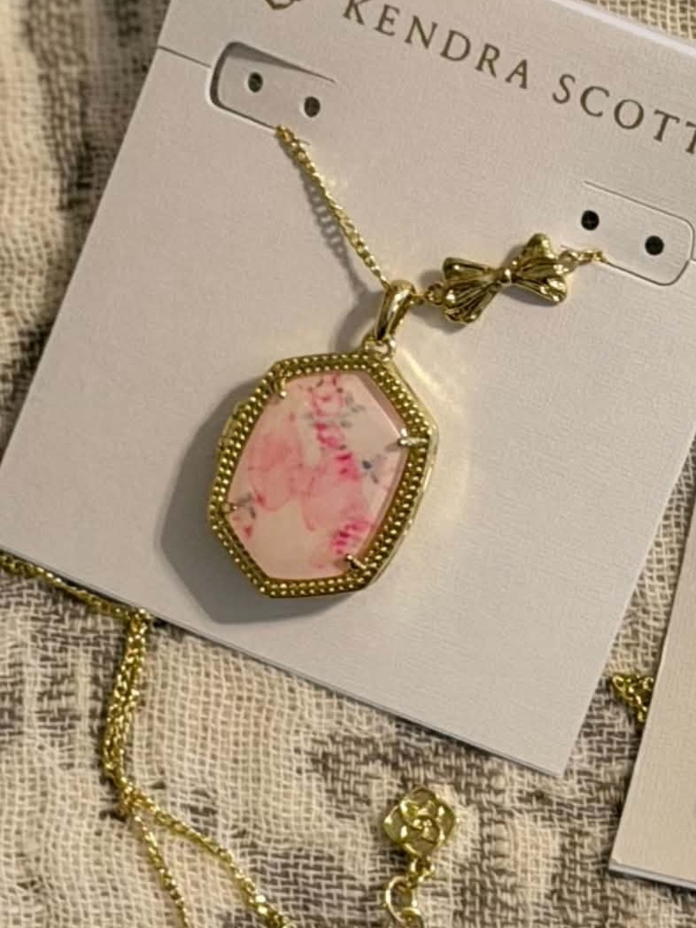 Kendra Scott Gold Necklace with Pink Love Shack Fancy Pendant Locket